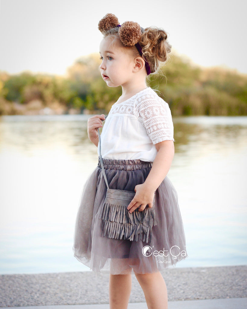 Claire Kids Ash Gray Soft Tulle Skirt