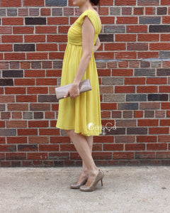 Ashley Yellow Empire Waist Cocktail Dress - C'est Ça New York