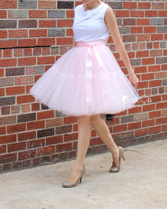 Beatrice Blush Pink Tulle Skirt - Midi - C'est Ça New York