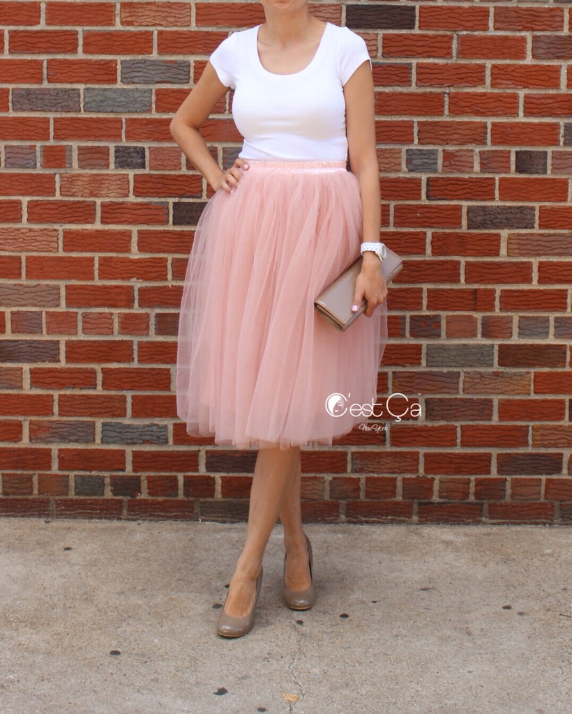 Colette Gray Pink Soft Tulle Skirt - Midi – C'est Ça New York