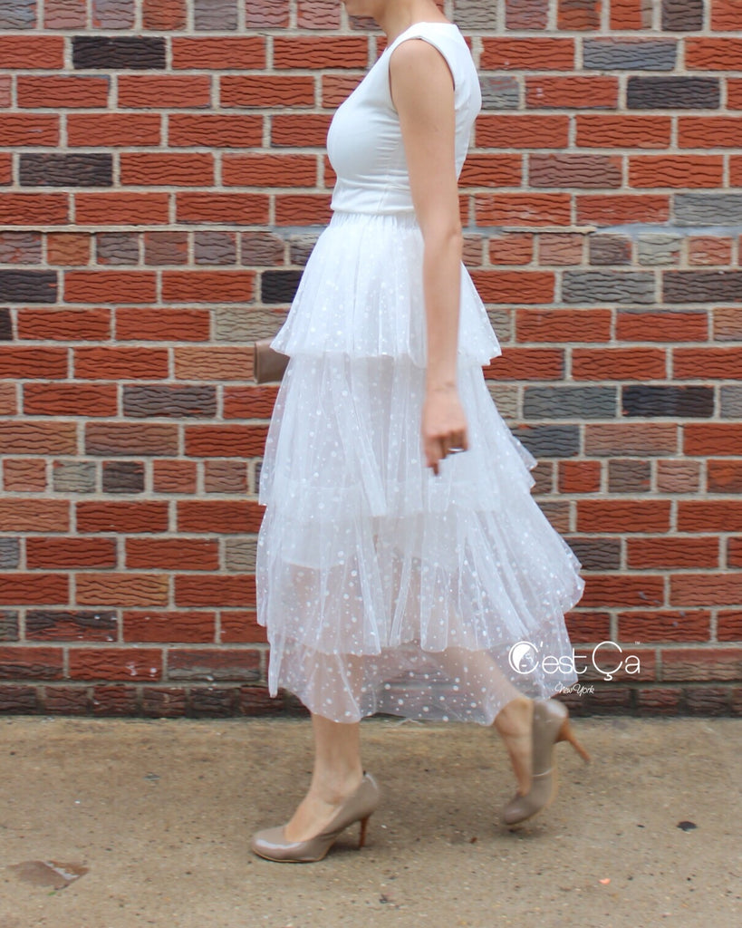 White Tulle Maxi Dress