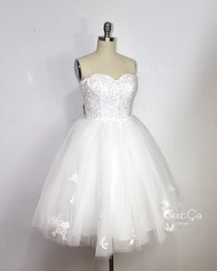 Amanda Snow White Wedding Tulle Lace Dress - Midi - C'est Ça New York