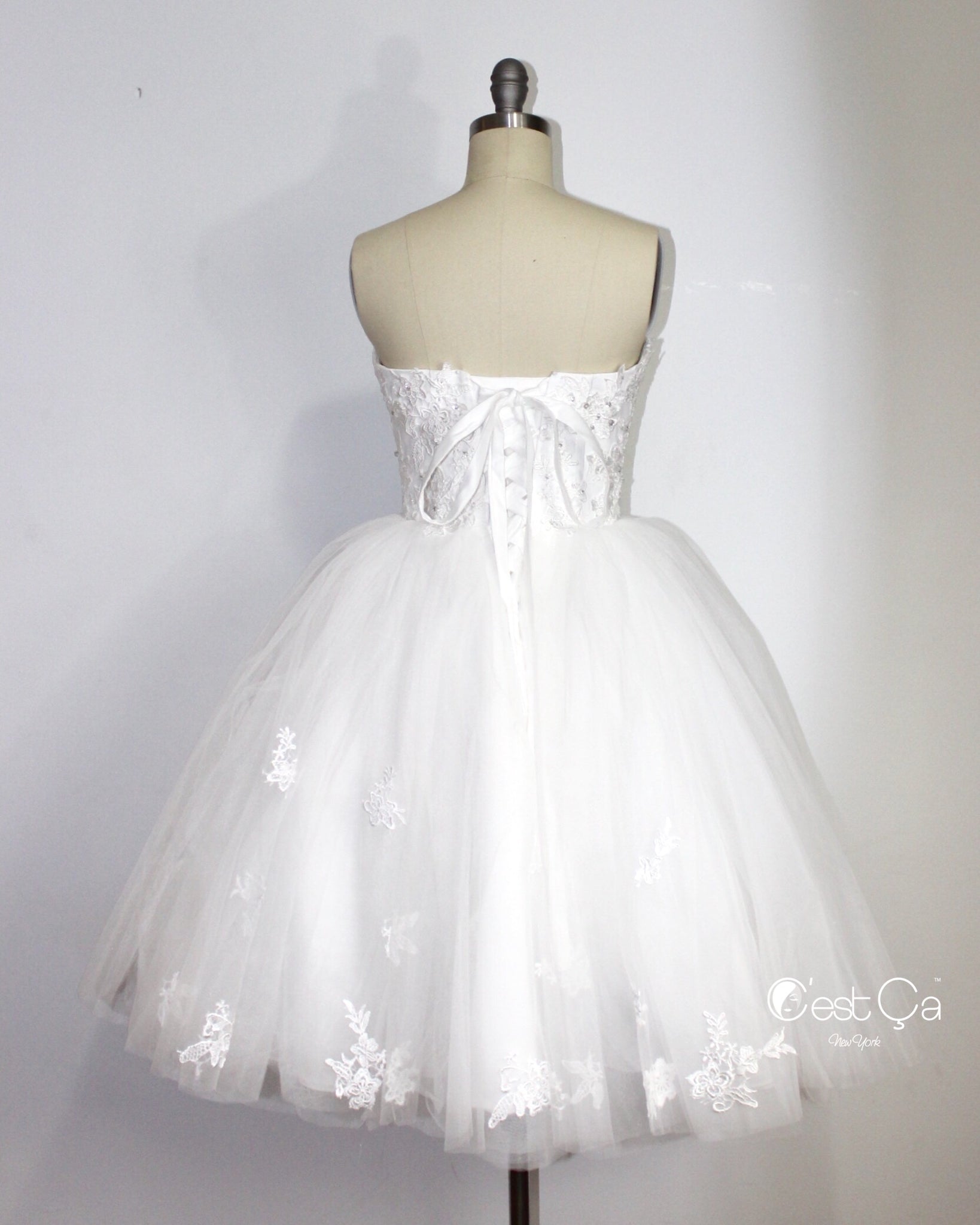 Amanda Snow White Wedding Tulle Lace Dress - Midi – C'est Ça New York
