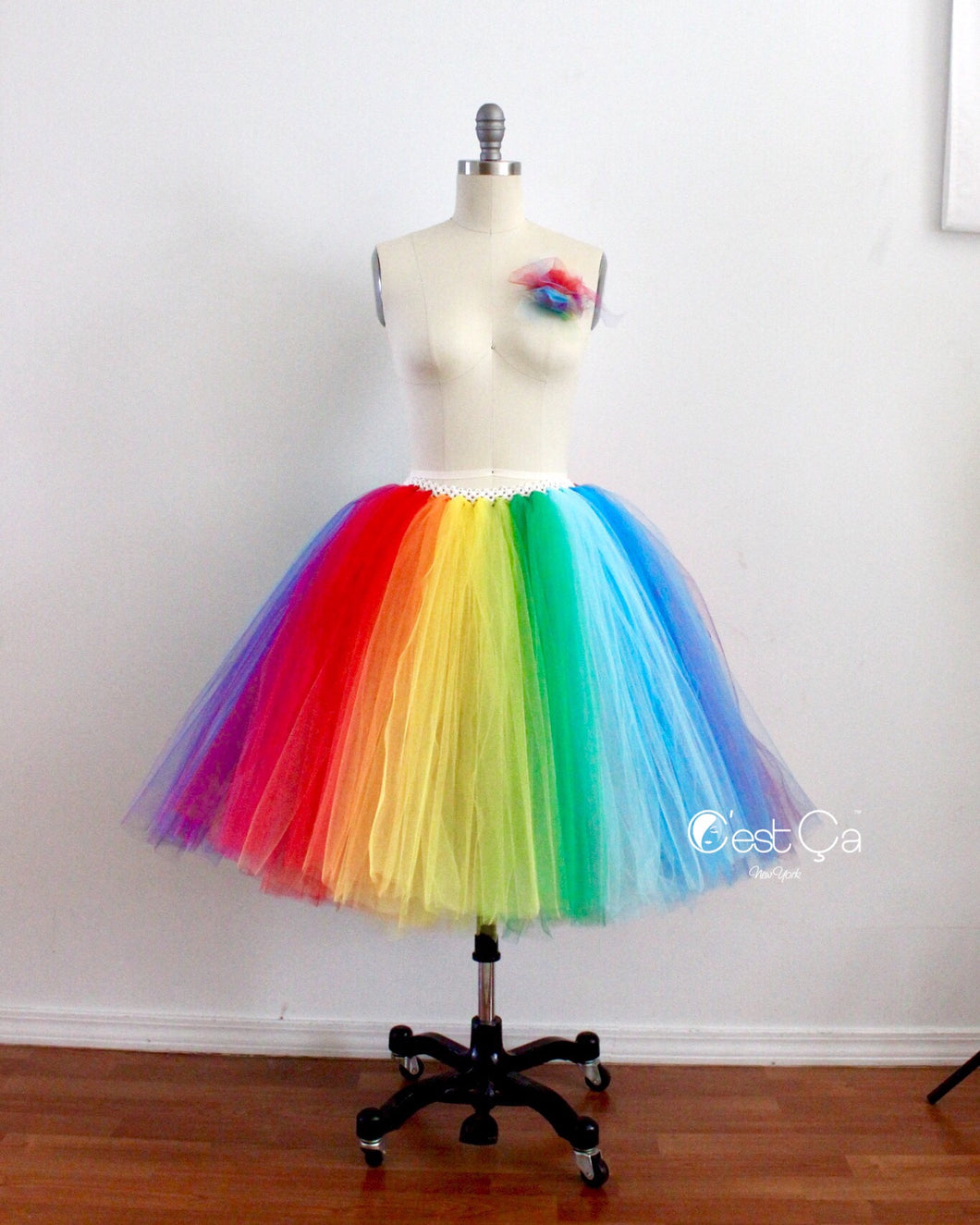 Bright Rainbow Midi Tulle Skirt - C'est Ça New York