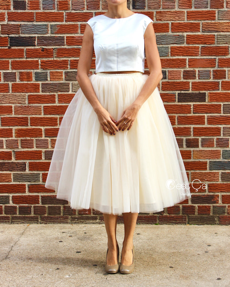 Clarisa Champagne Tulle Skirt Tea Length C est a New York
