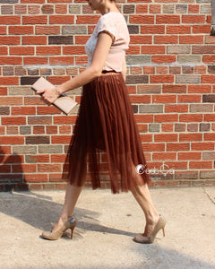 Adrian Soft Tulle Skirt - Coffee