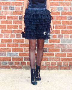 Celine Black Tiered Mini Tulle Skirt - C'est Ça New York