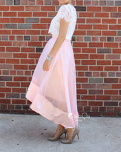 Donna Blush Pink High-Low Satin Organza & Tulle Skirt - C'est Ça New York