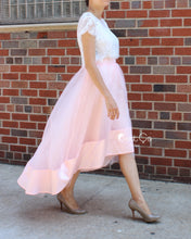 SAMPLE Donna Blush Pink High-Low Satin Organza & Tulle Skirt (size 10/12) - C'est Ça New York