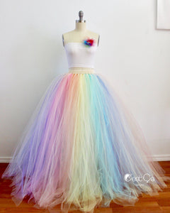Pastel Rainbow Maxi Tulle Skirt - C'est Ça New York