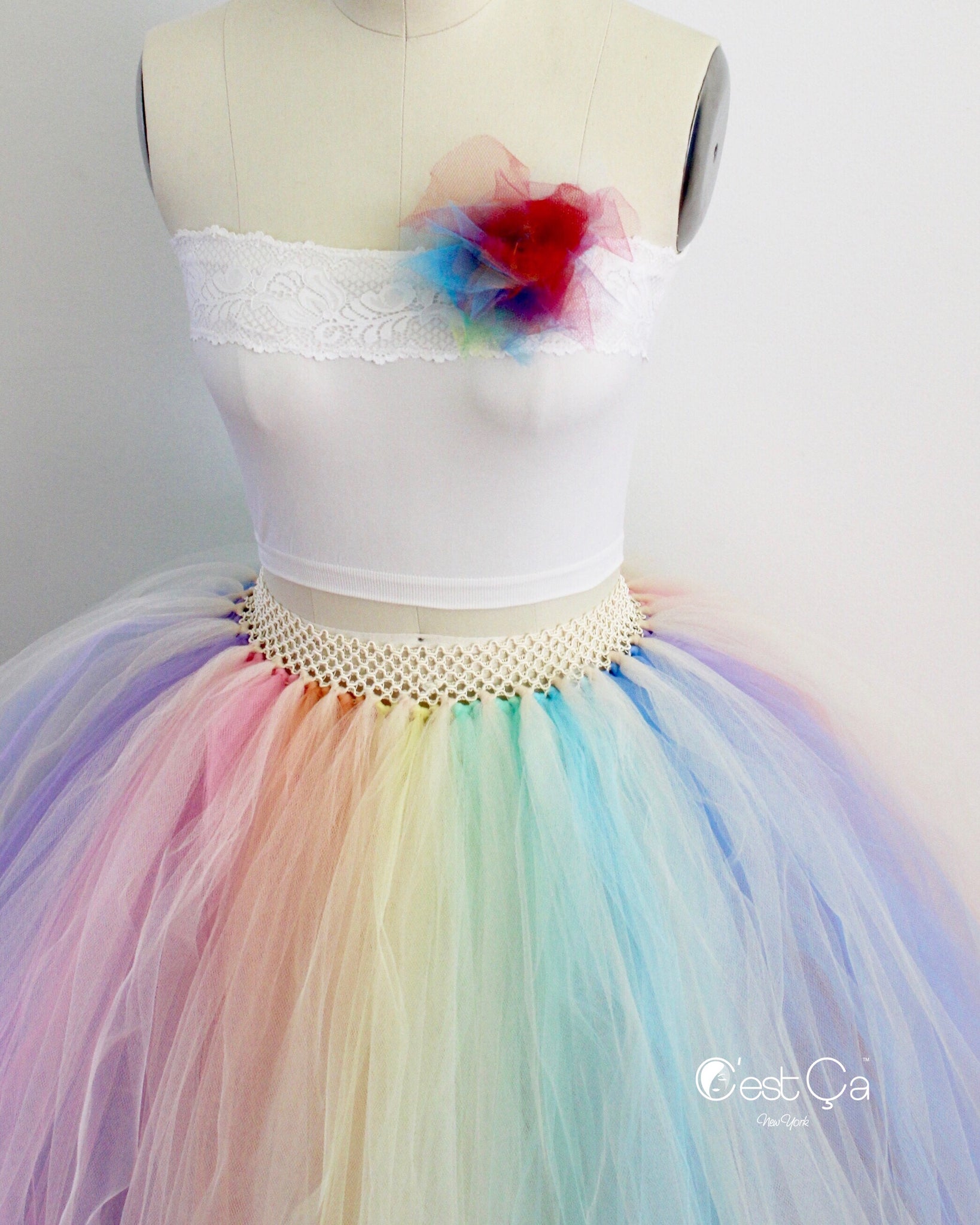 Pastel Rainbow Maxi Tulle Skirt – C'est Ça New York