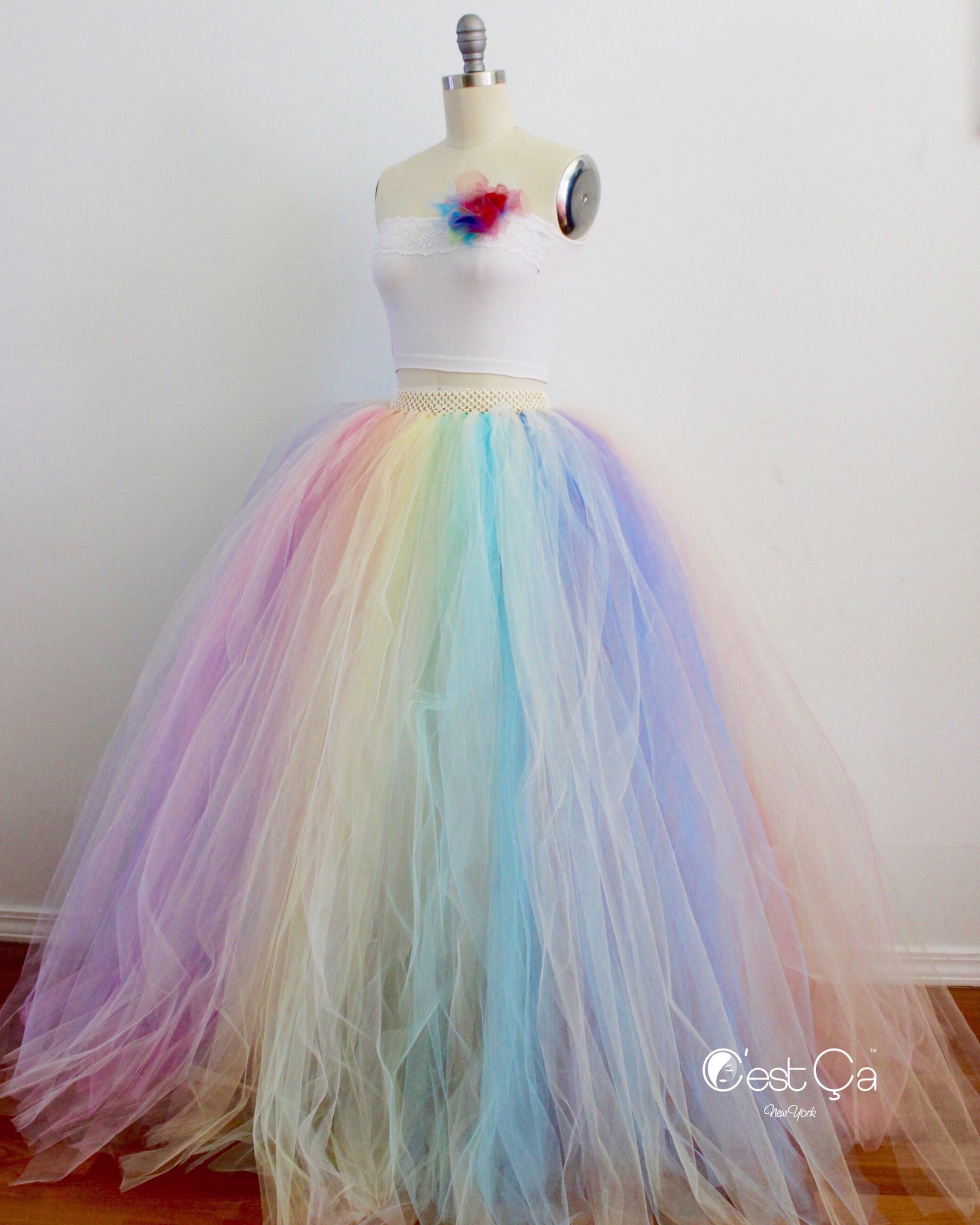 Stunning Rainbow Long Skirt - Pastel Street