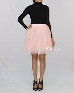 Beth Blush Pink Polka Dot Tulle Skirt - Petite Midi - C'est Ça New York