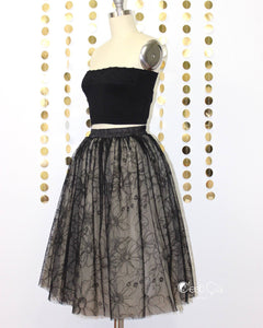 Cecile Black Floral Tulle Skirt - Midi - C'est Ça New York