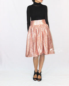 SAMPLE Charlotte Rose Gold Sequin Skirt (size 4, waist 28") - C'est Ça New York