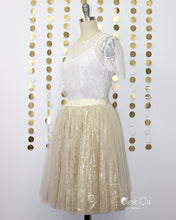 Chloé Gold Sequin Tulle Skirt - Midi - C'est Ça New York