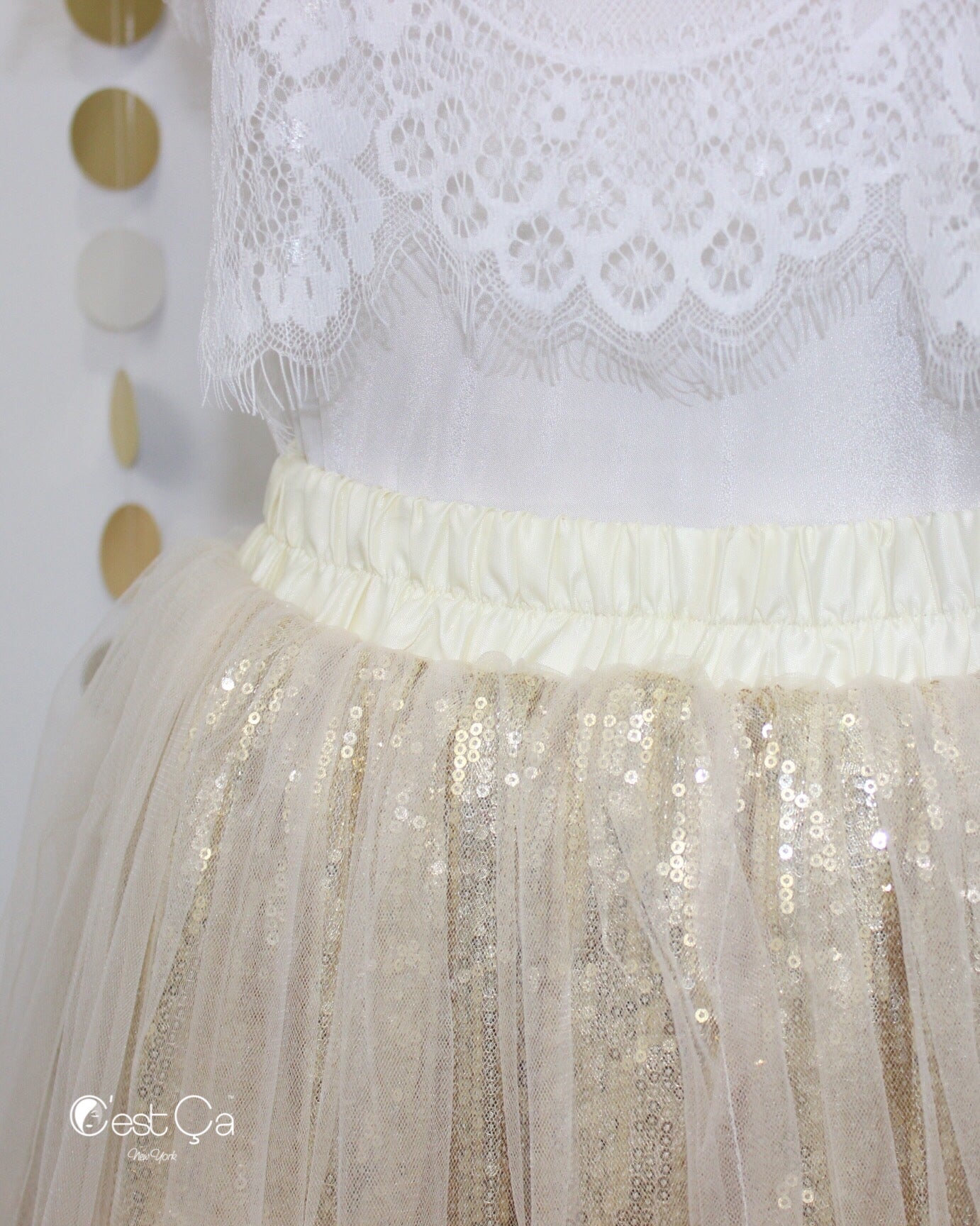 Chloé Gold Sequin Tulle Skirt - Midi L (Appx. US 16-22)