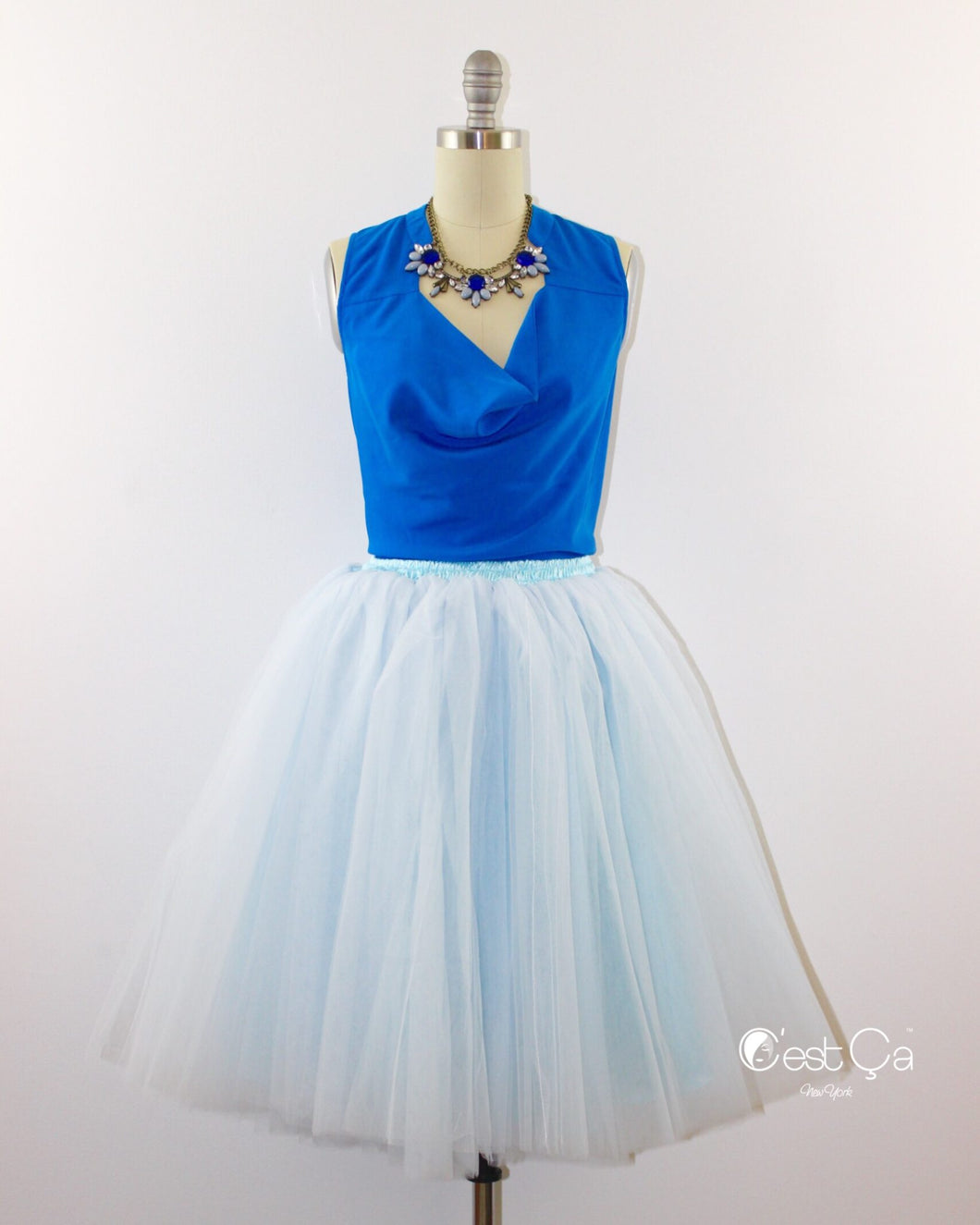 Clarisa Baby Blue Tulle Skirt - Midi - C'est Ça New York