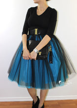 Clarisa Ombre Tulle Skirt - Sky Blue & Black, Midi - C'est Ça New York