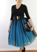 Clarisa Ombre Tulle Skirt - Sky Blue & Black, Midi - C'est Ça New York
