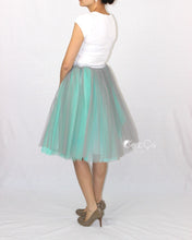 Clarisa Ombré Tulle Skirt - Dove Gray & Mint Green, Midi - C'est Ça New York
