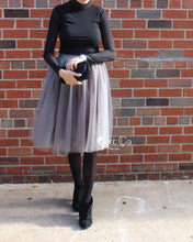Claire Ash Gray Soft Tulle Skirt - Below Knee Midi - C'est Ça New York