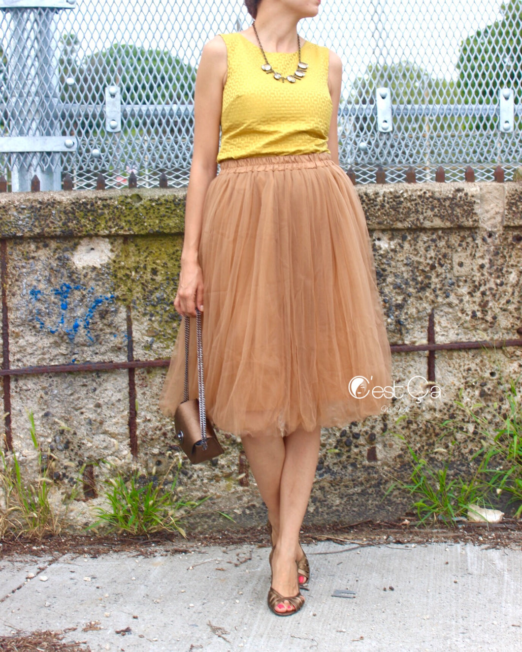 Adrian Soft Tulle Skirt - Coffee