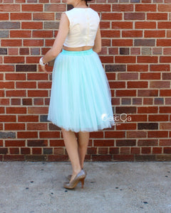 Claire Mint Green Soft Tulle Skirt - Below Knee Midi - C'est Ça New York