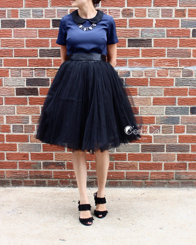 Clarisa Puffy Black Tulle Skirt - Midi - C'est Ça New York