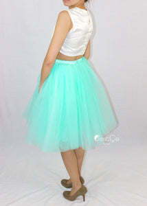 Clarisa Mint Green Tulle Skirt - Midi - C'est Ça New York