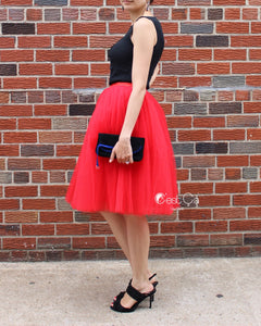 Clarisa Red Tulle Skirt - Midi - C'est Ça New York