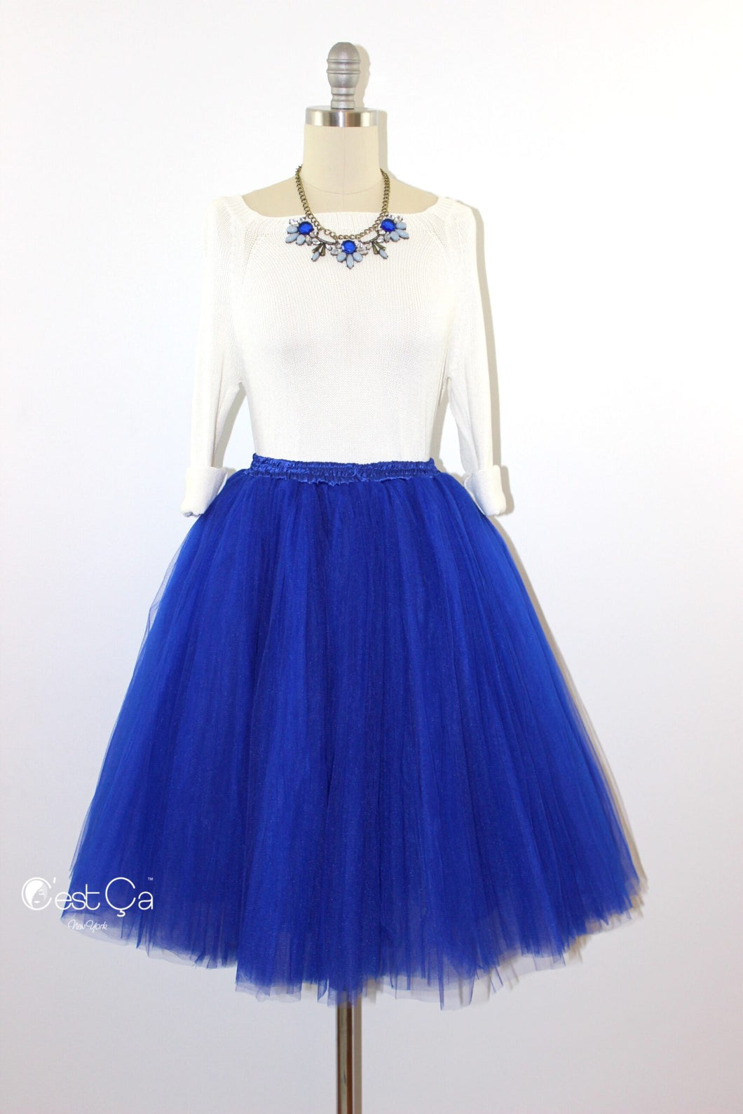 Clarisa Royal Blue Tulle Skirt - Midi - C'est Ça New York