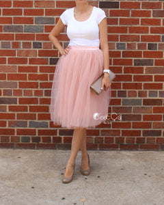 Colette Gray Pink Soft Tulle Skirt - Midi - C'est Ça New York