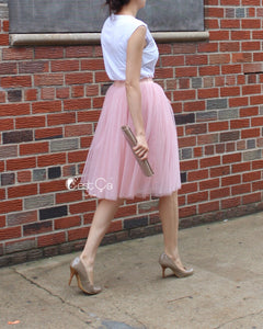Corinne Gray Pink Soft Tulle Skirt - Midi - C'est Ça New York