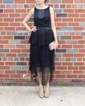 Crystal Black Polka Dot Tiered Tulle Skirt - Maxi / Tea Length - C'est Ça New York