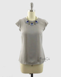 Rimma Dove Gray Loose Fit Top with Frilled Sleeves - C'est Ça New York