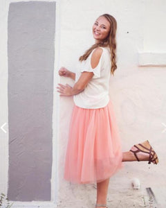 Colette Milky Pink Soft Tulle Skirt - Midi - C'est Ça New York